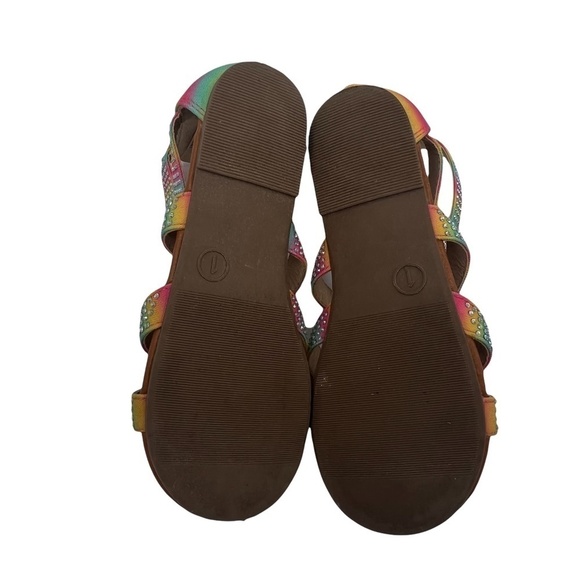 Art Class Pink Purple Yellow Ombre Gladiator Rhinestone Sandals Size 1 Girl’s - Picture 9 of 11